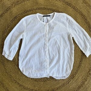 Jenni Kayne White Blouse Soft Cotton Linen
